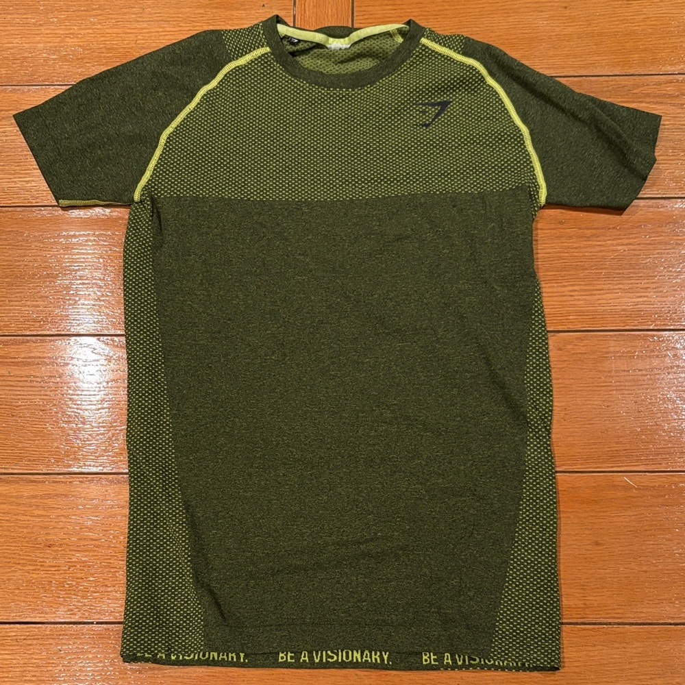 Gymshark Green and Yellow Men's Shirt